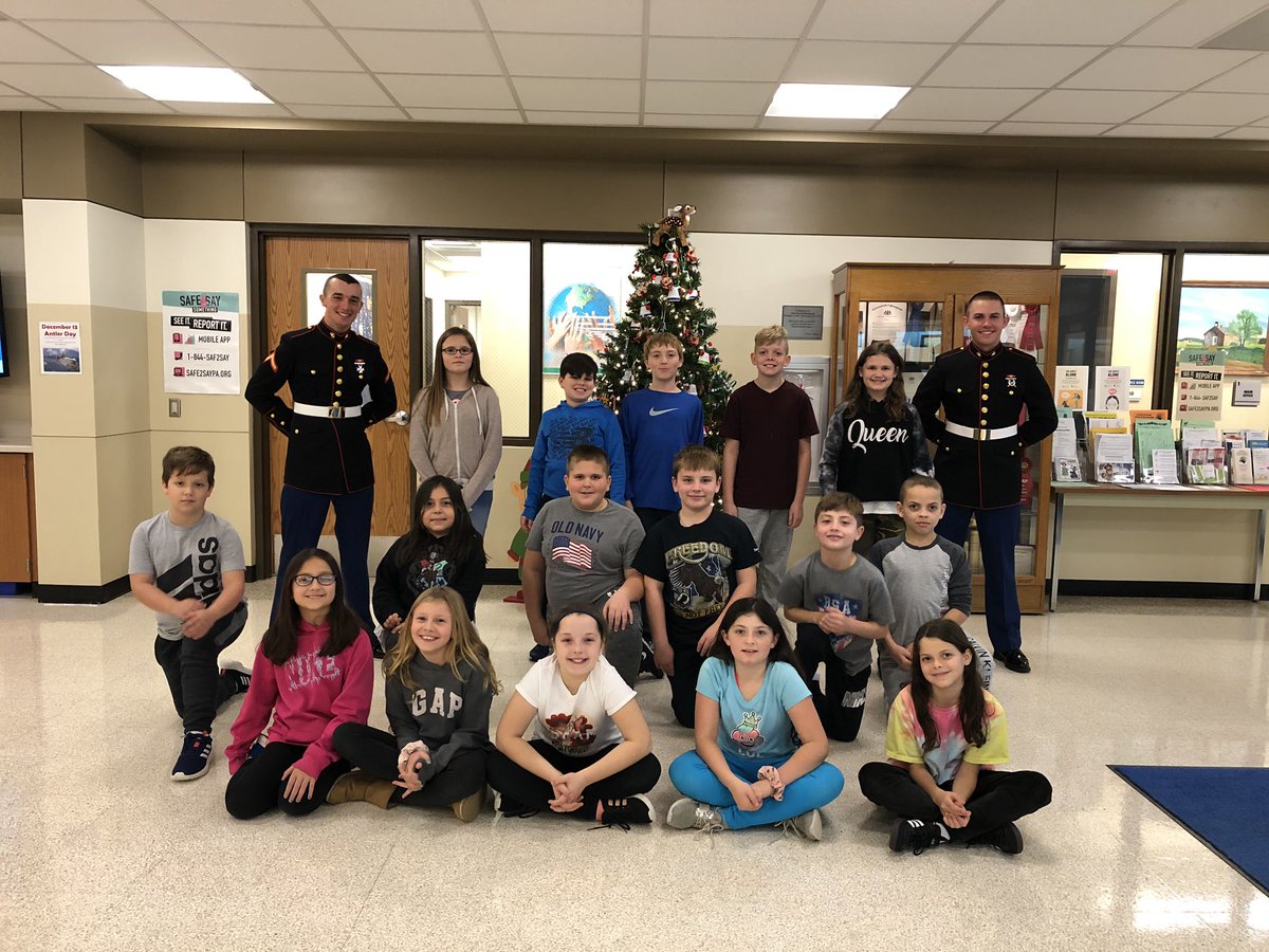 We enjoyed a visit from two Marines today. We wrote letters to them while they were in boot camp and today they came to share their experiences and knowledge of the Marine Corps with us. <a href="/FawnArea/">Fawn Area Elementary</a>