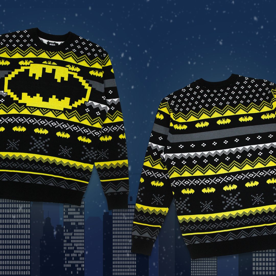 It's the holiday season in Gotham City, so get into the spirit with this Batman fleece crewneck holiday sweater. bit.ly/2Yz6ABo