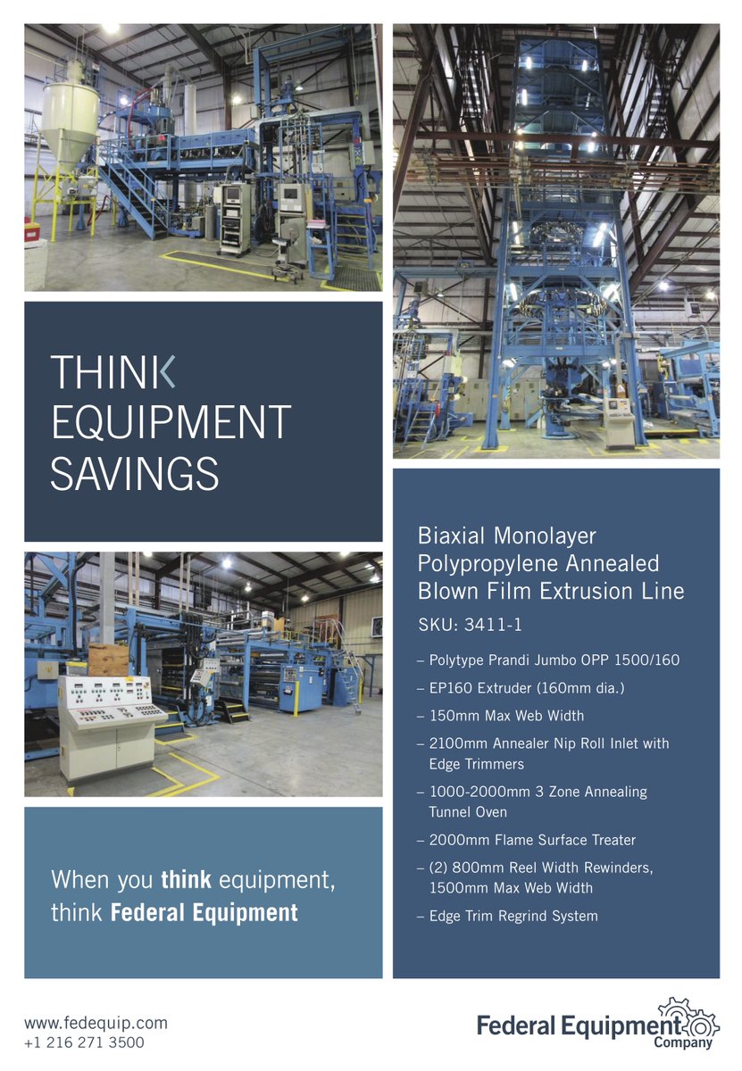 fedequip's tweet image. We are now accepting bids on a blown film extrusion line. Bids are due by January 16, 2020.

fedequipblog.fedequip.com/sealed-bid-sal…

#sealedbidsale #blownfilm #blownfilmmanufacturing #blownfilmextrusion