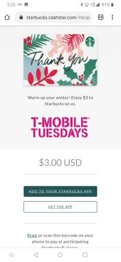 PandaCakez826's tweet photo. hurray!!! free $3.00 for @Starbucks from @TMobile #tmobiletuesday #earnedit #20MinsLater lolol SUCCESS!!!!! its gonna taste so good! :3 Thanks Tmobes! https://t.co/qErAYbNZDE