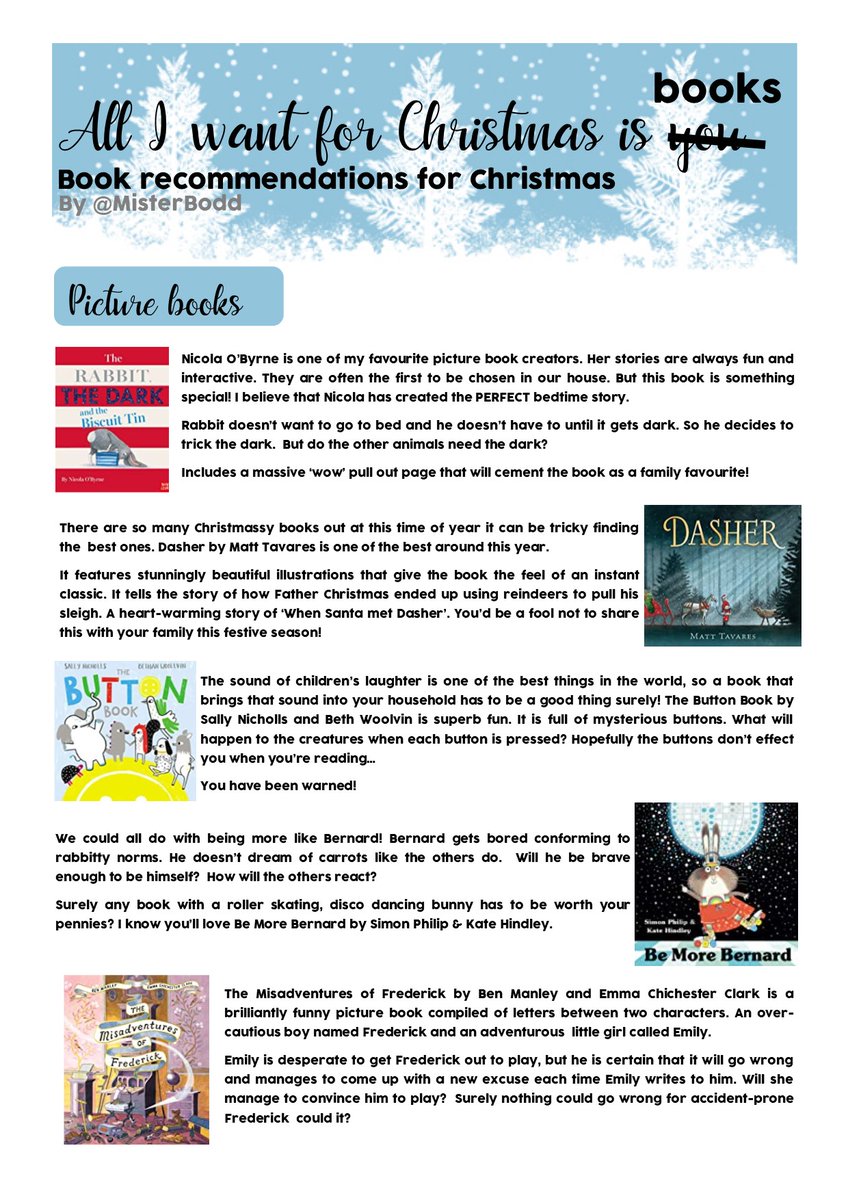 Misterbodd's tweet photo. My Christmas book recommendation newsletter https://t.co/S6rU4ehRbN