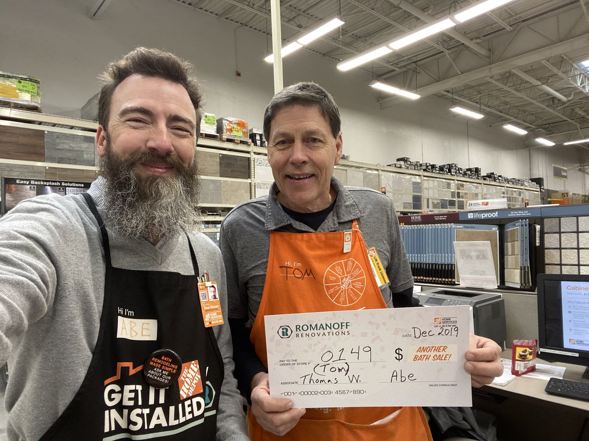 BathAbe's tweet photo. Celebrating with store 0149!! Tom is putting in leads to create happy bathroom renovation customers!! Great job Tom!! @BathRomanoff @MMSdsm @chanshansen #romanoffbath @AvisMcGhee3 https://t.co/VfBlEkWVST