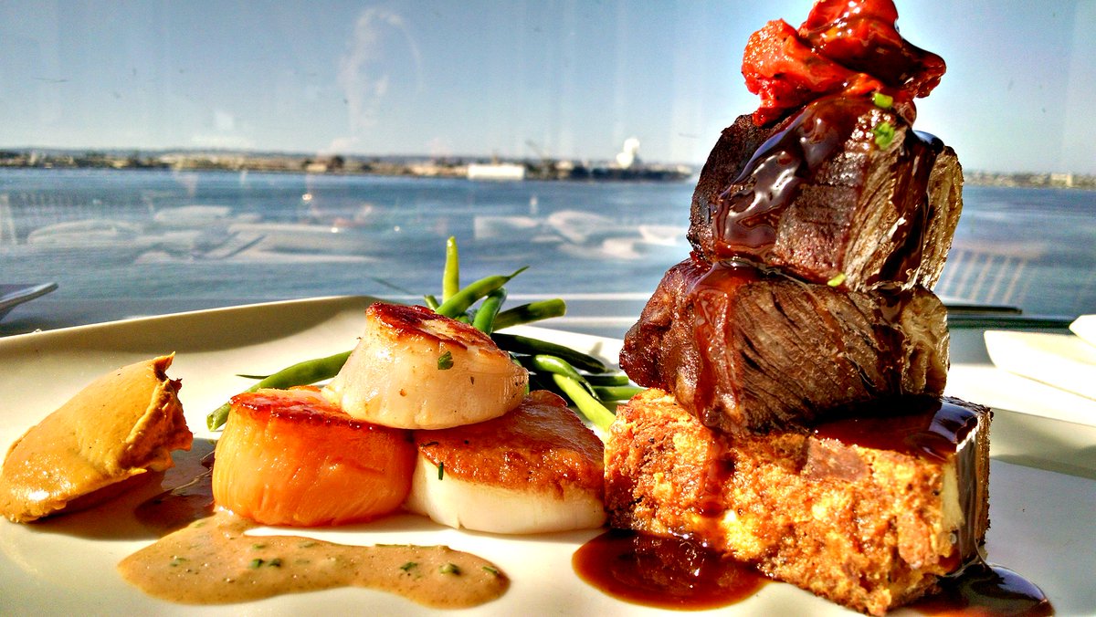 A9. My husband does a spin on surf &amp; turf with braised short ribs, seared scallops &amp; savory bread pudding.  #digiblogchat