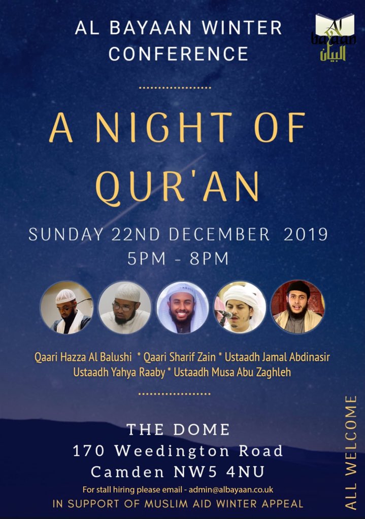 akhtim's tweet photo. Updated poster:

Speakers:

Ustaadh Jamal Abdinasir (@jamalnssr)
Sheikh Sharif Zain (@shsharifzain)
Ustaadh Yahya Raaby (@YahyaRaaby )
Qari Hazza Al Balushi
Ustaadh Musa Abuzaghleh 

Alhamdulillah everyone is welcome to come

Free event.

Register: https://t.co/UGJdt0tXdu https://t.co/A4Xi6JKsSd