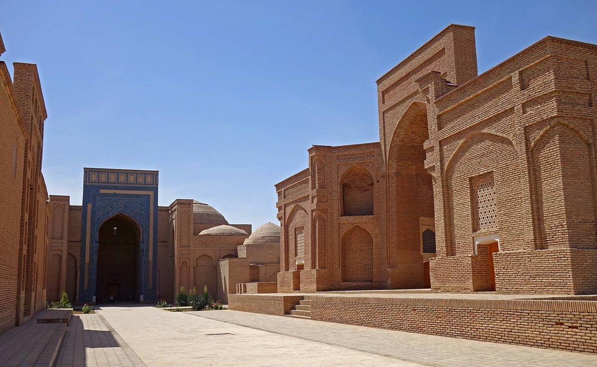 Sultan Sadat Necropolis:Originally formed between the 11th and 17th centuries for the tombs of the Sayyid dynasty of Termez, it presently consists of several mausoleums around an elongated courtyard.