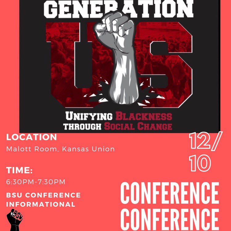 BSU Conference Informational tonight in the Malott Room of the Kansas Union, 6:30PM!! ✨