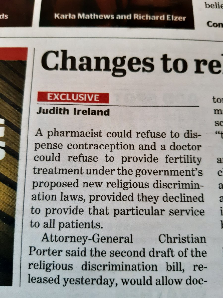 slamup's tweet photo. This is a dangerous and disturbing erosion of section 116 of the constitution, and the separation of church and state. If you're not willing to separate your religious practice from the provision of medical care, you shouldn't be allowed to be a medical professional. https://t.co/AlOW2M7uft