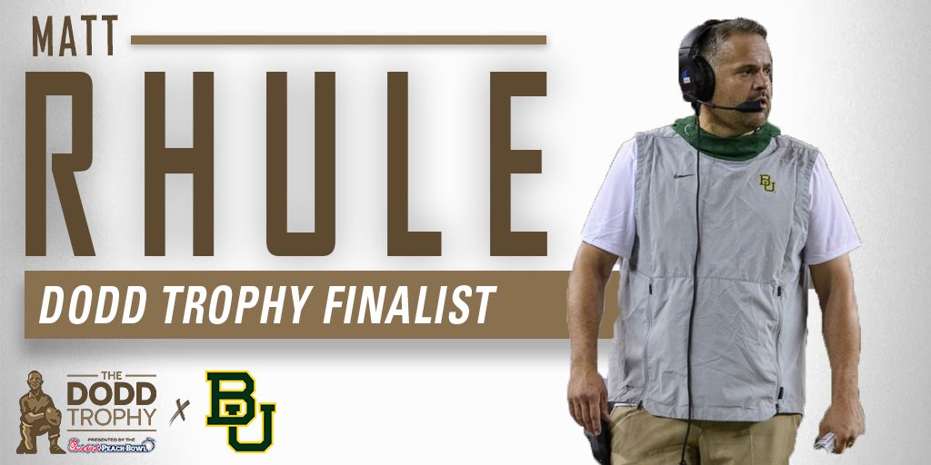 The Dodd Trophy (@thedoddtrophy) on Twitter photo Fan voting is now open for the 2019 Dodd Trophy 🏆
Retweet to cast your vote for <a href="/CoachMattRhule/">Matt Rhule</a> as the Dodd Trophy Coach of the Year. #SicEm Fan voting is now open for the 2019 Dodd Trophy 🏆
Retweet to cast your vote for <a href="/CoachMattRhule/">Matt Rhule</a> as the Dodd Trophy Coach of the Year. #SicEm