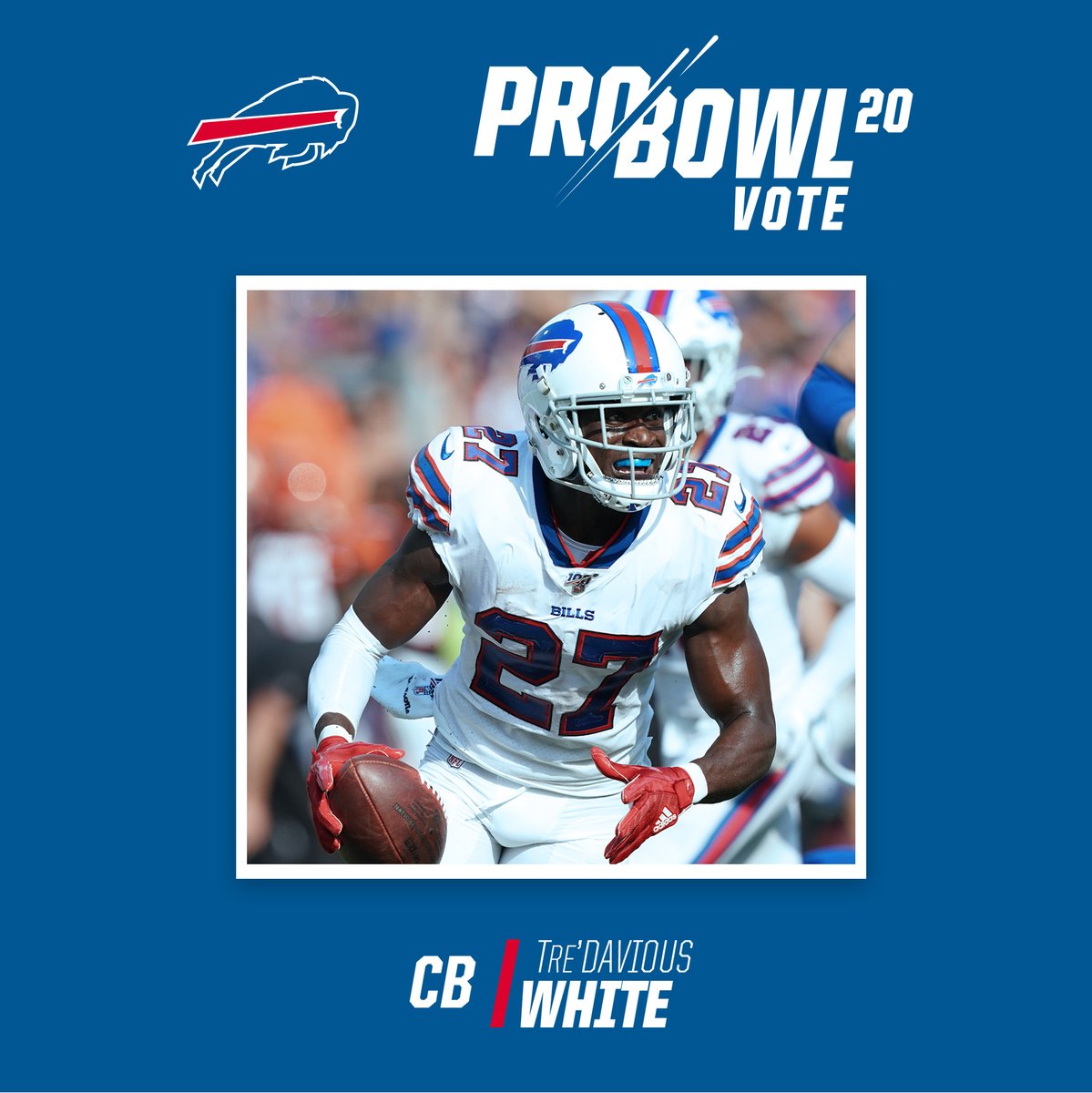 BuffaloBills's tweet photo. 1️⃣ RT = 1️⃣ Pro Bowl Vote!

#ProBowlVote | @TreWhite16 
#ProBowlVote | @Micah_Hyde 
#ProBowlVote | @J_Poyer21
#ProBowlVote | @bigj9797 https://t.co/rytX3Yc9i6