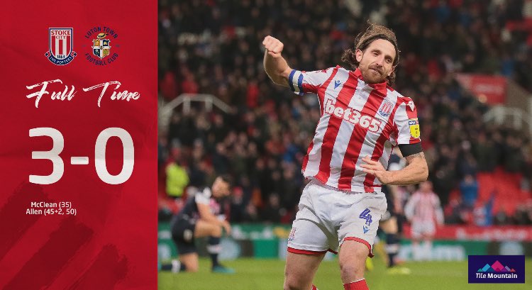 StokeSupport's tweet photo. We win 3-0!  Much better performance against a poor Luton side.  #SCFC #StokeCity #EFL 🔴⚪️ https://t.co/iS761A3lH5