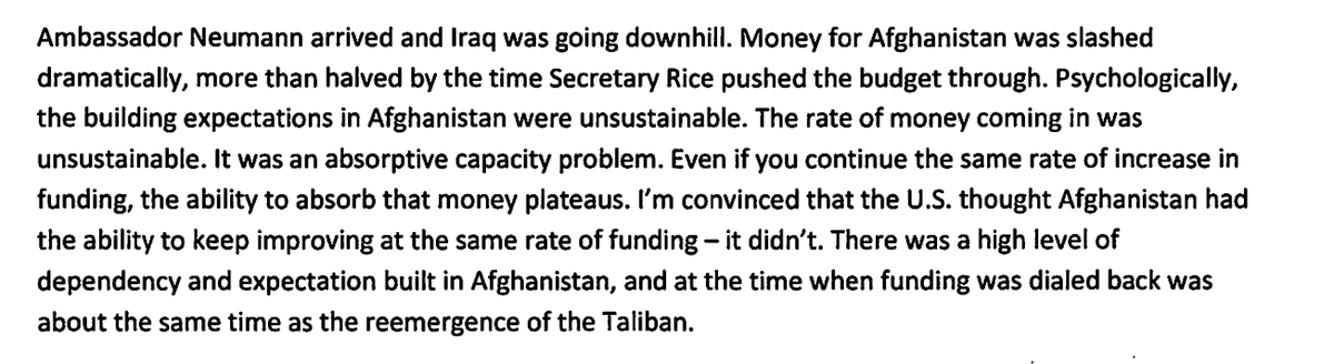 Here is an NSC official. Throughout the documents, you can find officials complaining about too much and too little money. This paragraph appears to do both. How can there even be too much or too little money when we don't even know what the goals are? 57/n