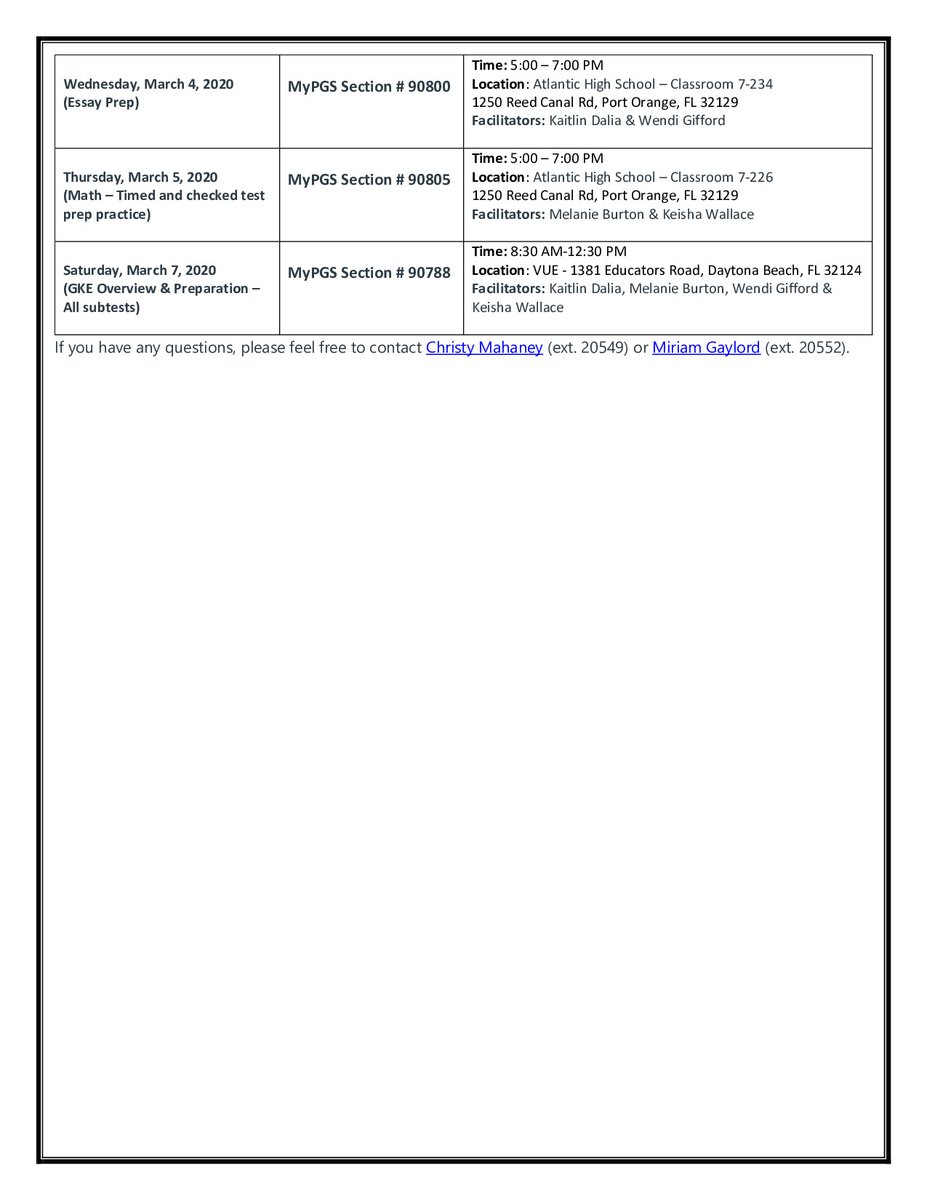 📌Do you need help preparing for the General Knowledge Exam? 📚 If so, VCS is offering F2F subtest specific training sessions. Space is limited. Please see flyer ⬇️ for registration details and MyPGS section numbers.  #VCS123 @VCSNewTeachers @VCSPARS <a href="/volusiaschools/">Volusia County Schools</a>