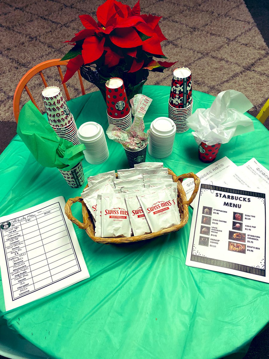 aborland_23's tweet photo. SO excited for tomorrow!!
#Room8022 has been transformed into Starbucks! We’ll be sipping hot chocolate & learning all about #Cellbucks and dividing fractions. Thank you @maniacsinthemid for the cell resources! I can’t wait!! #setthestage https://t.co/45B08VAKKr