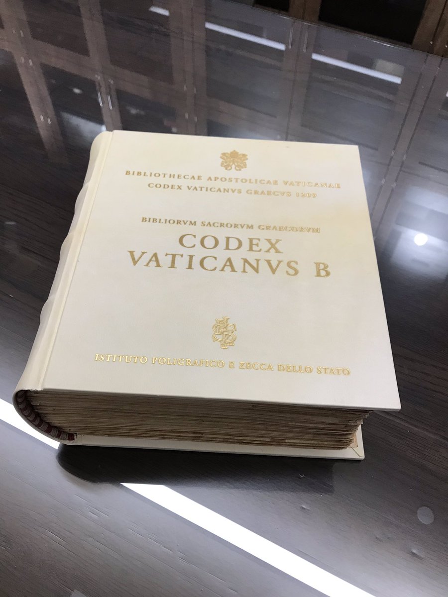 TextandCanon's tweet image. Look what came in the mail today for the TCI and the @PhoenixSeminary Library!

@drjohnmeade displaying #CodexVaticanus and especially that page on which Mark ends with εφοβουντο γαρ “for they were afraid.”