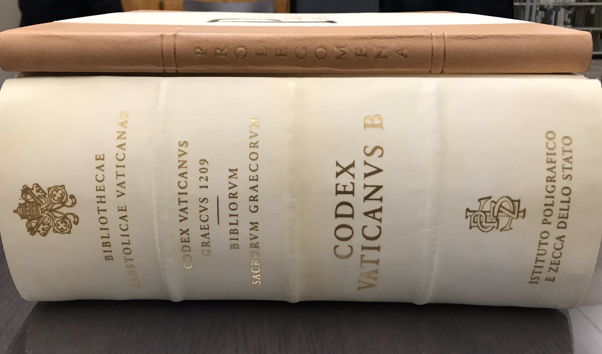 TextandCanon's tweet image. Look what came in the mail today for the TCI and the @PhoenixSeminary Library!

@drjohnmeade displaying #CodexVaticanus and especially that page on which Mark ends with εφοβουντο γαρ “for they were afraid.”