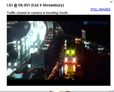 REACT6123's tweet photo. PSP and STA61 on scene I83 NB at Exit4 on the bridge over 851. There is the back half of a trailer in the right lane. Cannot see the rest of the truck anywhere. https://t.co/uIo2bOHswC