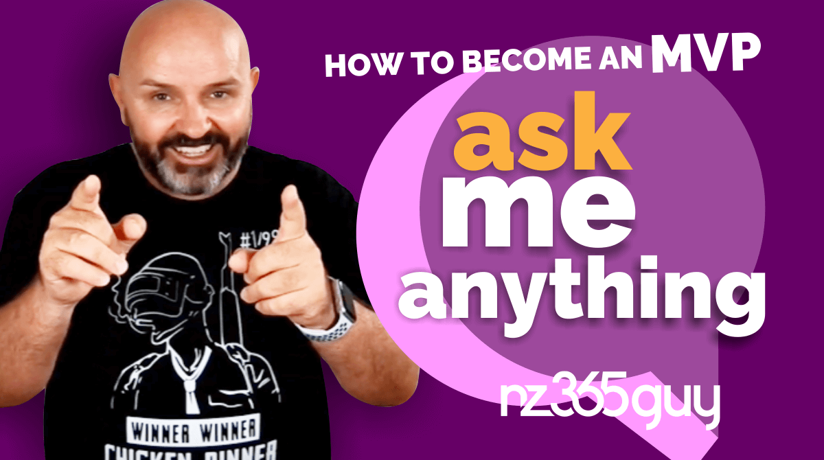 nz365guy's tweet photo. AMA - I'm trying to remove the cloud of secrecy or unanswered questions around #HowtBecomeMVP so #AskMeAnything.
Find out more in this episode of MVP Mondays. https://t.co/lV07gHAWaI
#AskMeAnything, #HowtoBecomeMVP, #MicrosoftMVPProgram, #MVPTrainingSeries, #nz365guy https://t.co/87CNdAKWDh