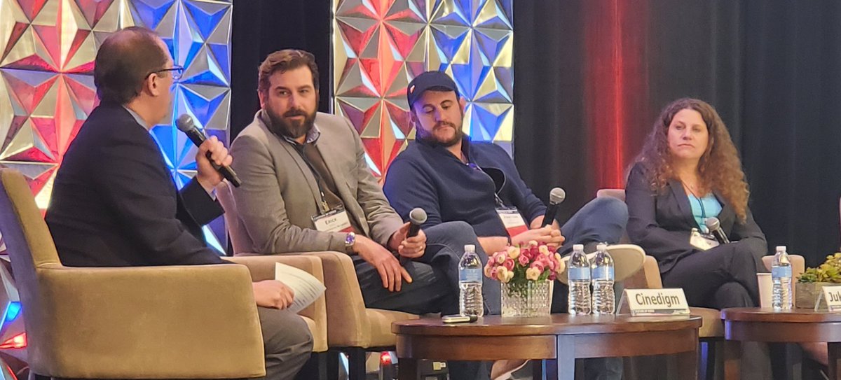SethAtParks's tweet photo. Questioning the need for original content in #SVOD services at @video_future with @BrettsView , @Cinedigm , @CSSEntertain , and @JukinMedia . #FutureVideo19 https://t.co/OvQ4Z5g45V
