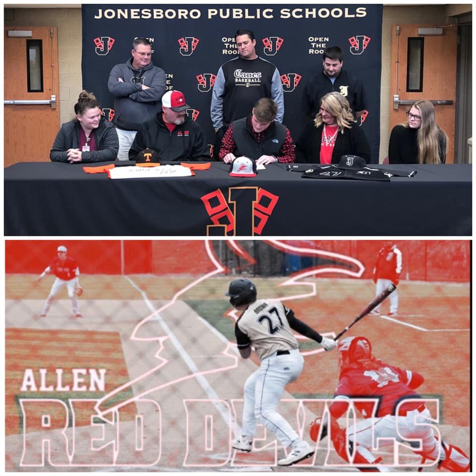 Beau__Brown12's tweet photo. Put the pen to the paper today! Excited for my opportunities ahead at Allen! @ClintStoy @Allen_County @Mileham6 @JPSHurricane https://t.co/dSzmXY7SPX