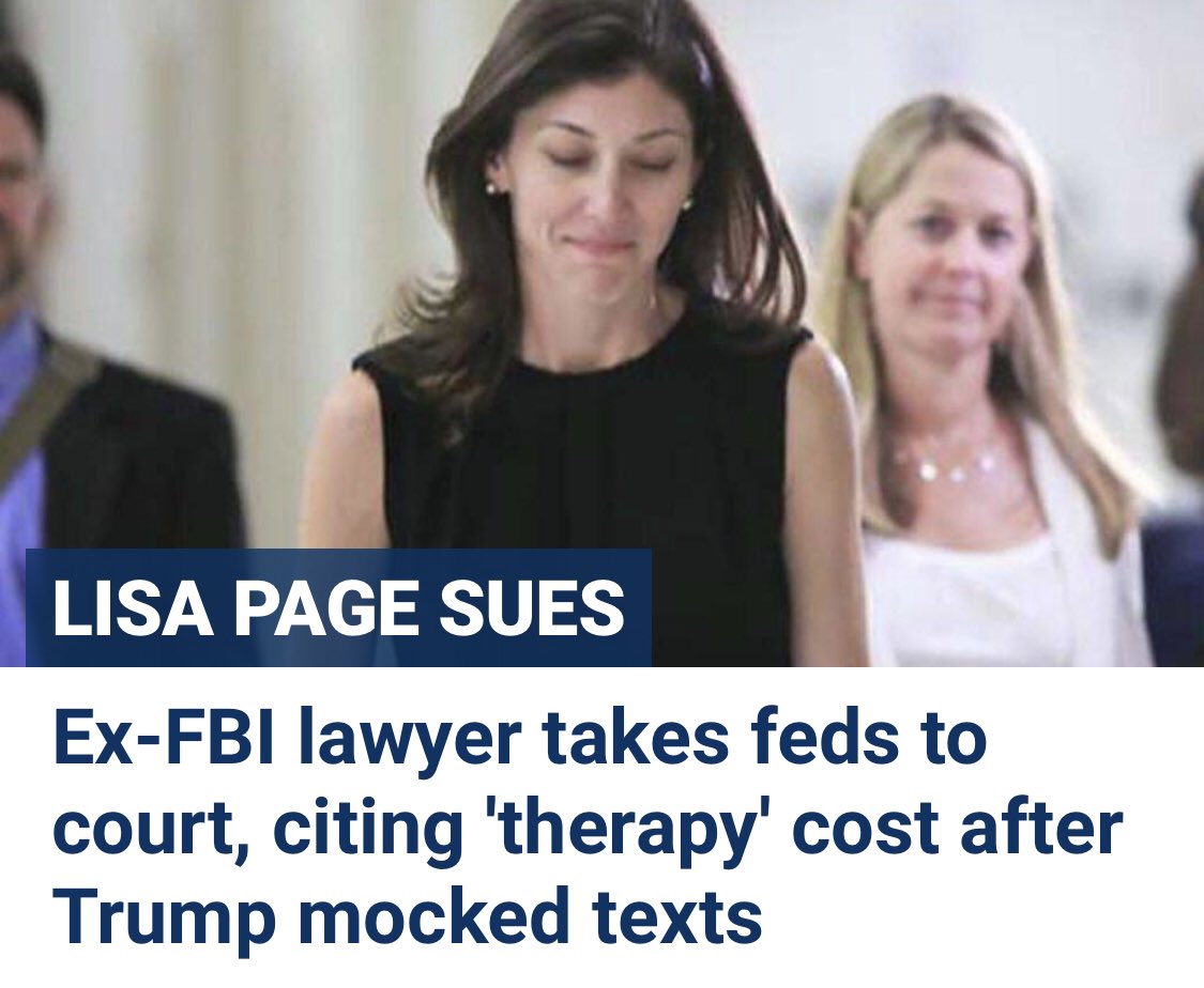Hey <a href="/NatSecLisa/">Lisa Page</a> I think they offer free counseling in prison. 

ps: You’re a disgrace to honest gov workers &amp; a disgusting attention seeking home wrecker with the behavior of criminal dirt bags law enforcement locks up daily.

EVERY SINGLE PERSON I KNOW THINKS THE SAME ABOUT YOU!