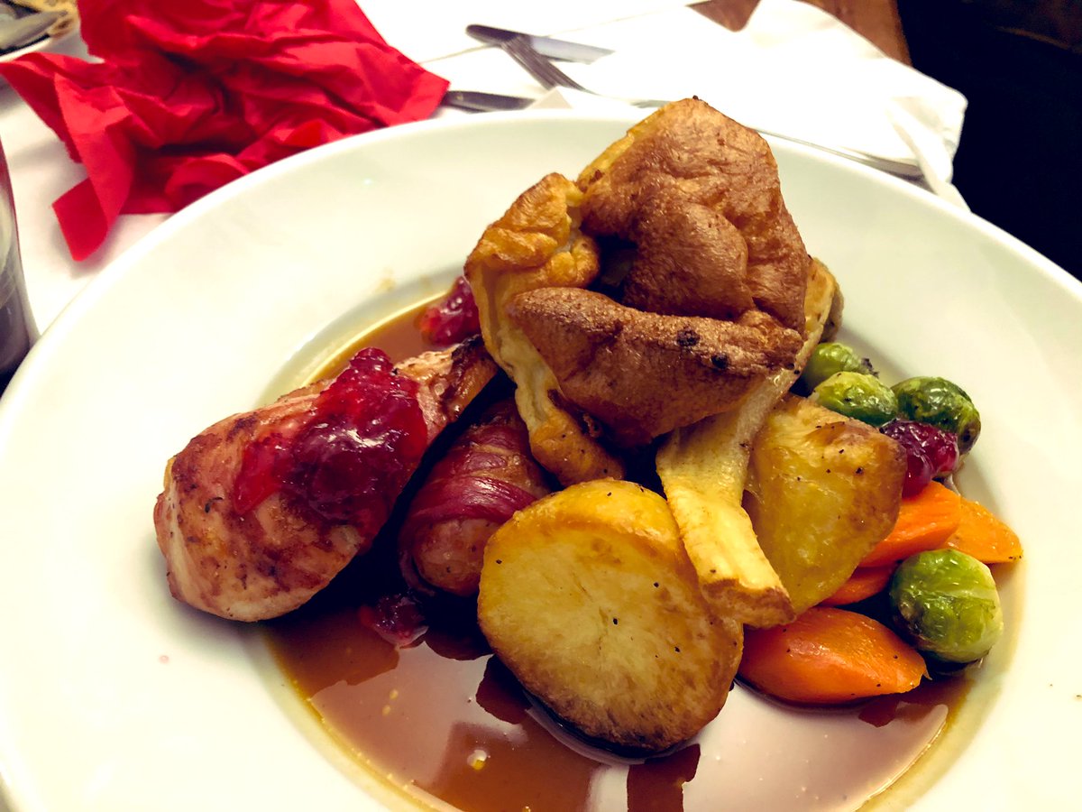 JeremysFoodTour's tweet photo. A very solid meal at @breadandbitter spiced parsnip soup with added texture from the crisps. The turkey roast was a great portion and the pig in blanket was a particularly stand out item! #ChristmasMenu #Nottingham #BreadAndBitter #JeremysFoodTour https://t.co/eaw5ZZwlhF