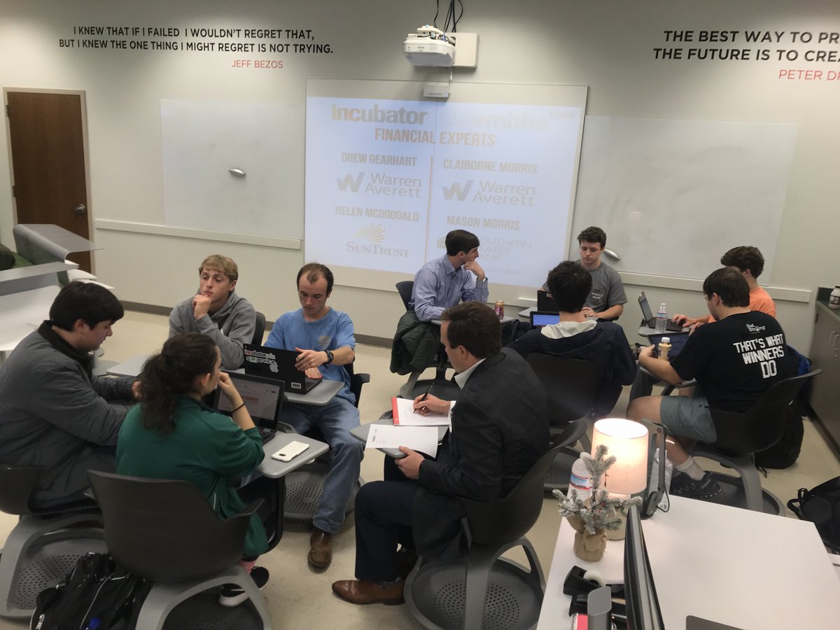 mbINCubator's tweet photo. Each team was able to meet with a financial expert during the entire INC class time.  A big THANK YOU to Drew Gearhart, Helen McDougald, Claiborne Morris, and Mason Morris!  @warrenaverett @SunTrust and Southern States Bank! @mtnbrookhs @incubatoredu #spartanbiz https://t.co/nmmz9ZMLEW