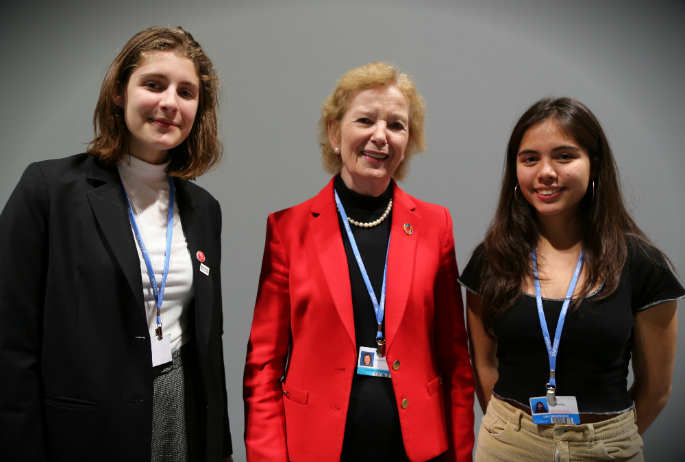 Today at #COP25: Mary Robinson, Sophie Anderson of @xryouthus and @xiyebastida organiser of @f4f_nyc, discussed the creative resilience of young people around the world and why children & youth must be included in policy-making and solutions to the #ClimateCrisis.