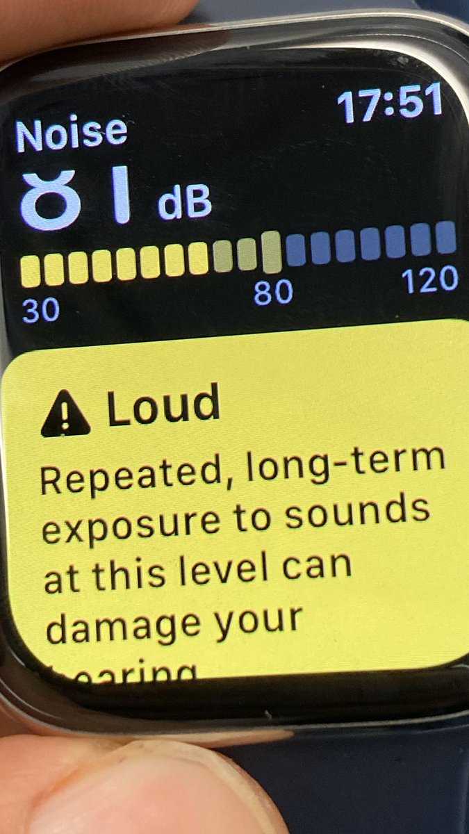 neilwebers's tweet photo. @Delta my Apple Watch tells me, what my ears feel: Your cabin messaging has adapted to noise canceling wearables instead of passengers ears. #Delta #applewatchseries5 #hearingloss https://t.co/DUUapUIjuf