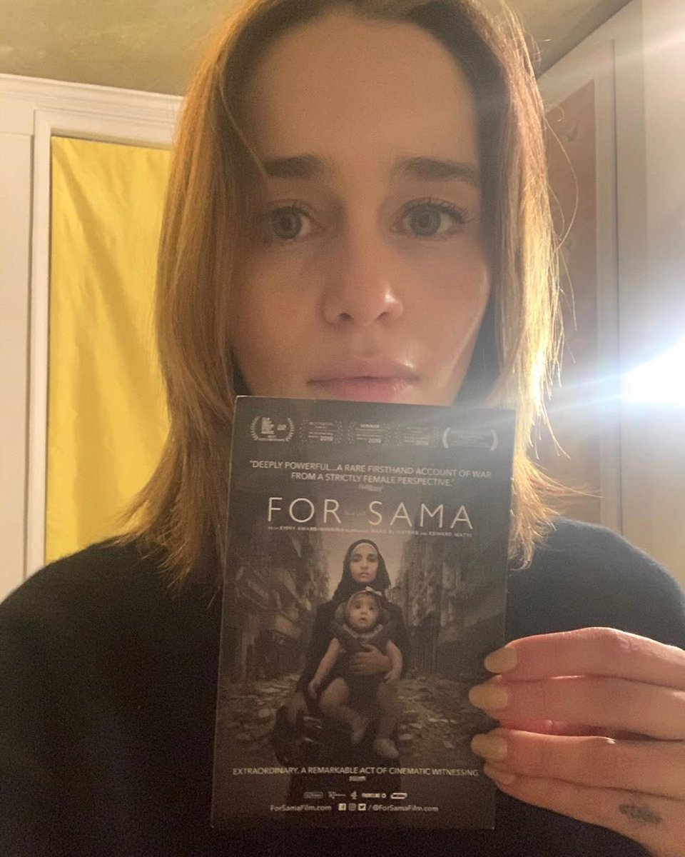 EmiliaClarkeTM's tweet photo. "@forsamafilm
This film is about life, death, and the fragile space between where humanity lives, breathes and survives.
These two are real life miracles.
Please watch and support this breathtaking work.
#forsama
#forsurvival
#formiracleseverywhere #🙏🏻" https://t.co/N40i84YZac