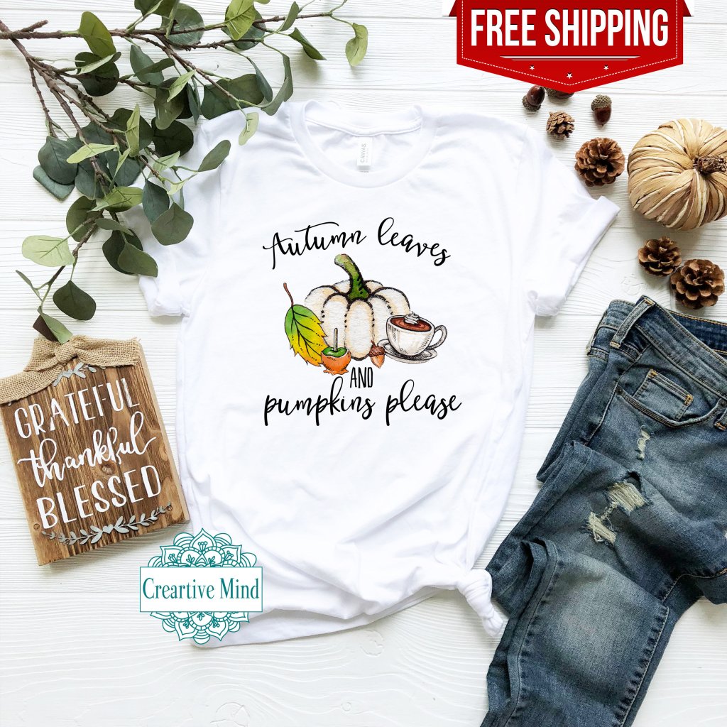 creartivemind's tweet image. Autumn Leaves and Pumpkins Please Autumn Fall Pumpkin T-Shirt creartivemind.com/product/autumn…