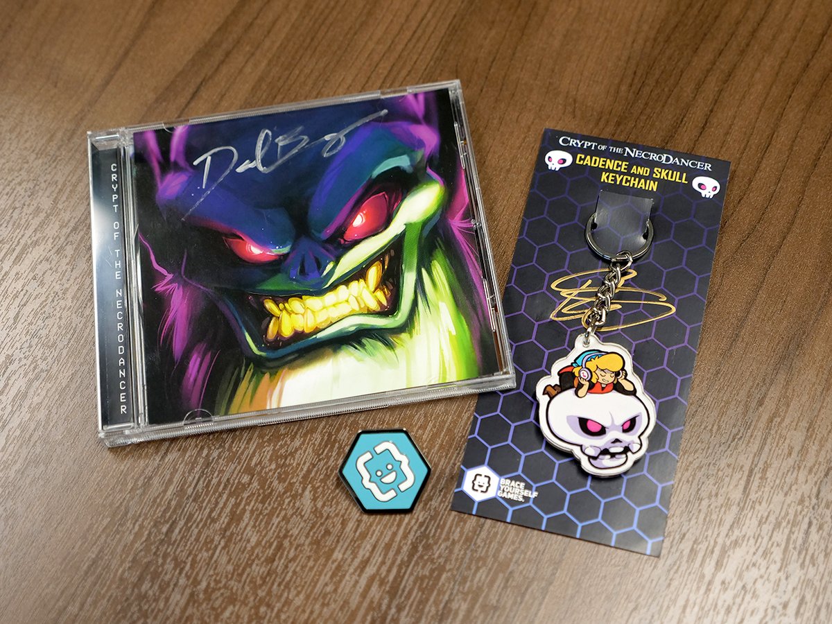 BYG_Vancouver's tweet photo. We're kicking off our new monthly Discord art contest! If you want a shot at these awesome signed Crypt of the NecroDancer goodies (and other prizes!) then head over to our Discord to find out more about this months holiday themed contest. 

https://t.co/u8zQ9YnuB0 https://t.co/RvRydRcBpB