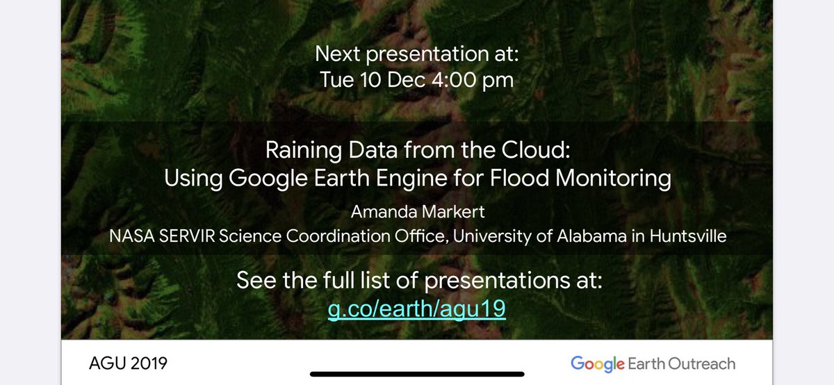 amweigelWX's tweet photo. Come learn about the cool #SERVIRmekong/@ADPCnet work being done on floods at the #GoogleBooth at 4PM #AGU19 https://t.co/Nj1oeh2bIw