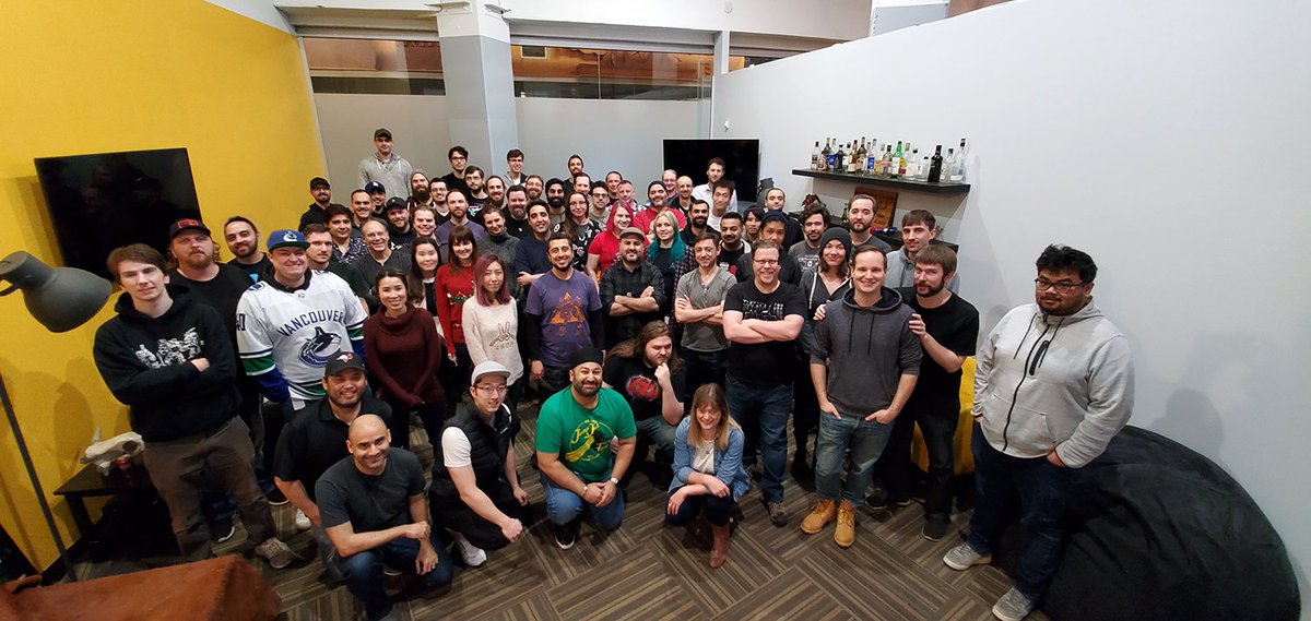 PiranhaGames's tweet photo. Say hello to the PGI dev team! Thank you for you all your time and hard work. Best. Group. Ever! #MW5Mercs #launchday https://t.co/VLoNatJHGG