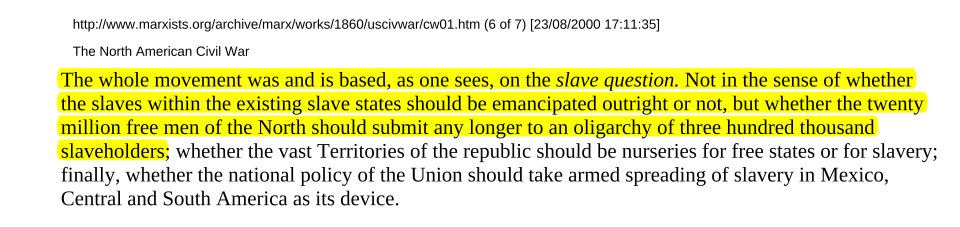 Marx focus was on the structure of the slaveocracy makes it clear racism is a tactic for the oligarchy to amass power ―a power it used to kill WHITE AMERICANS opposed to themand why he called for destroying the ALL the institutions & ideologies that sustain the Confederacy
