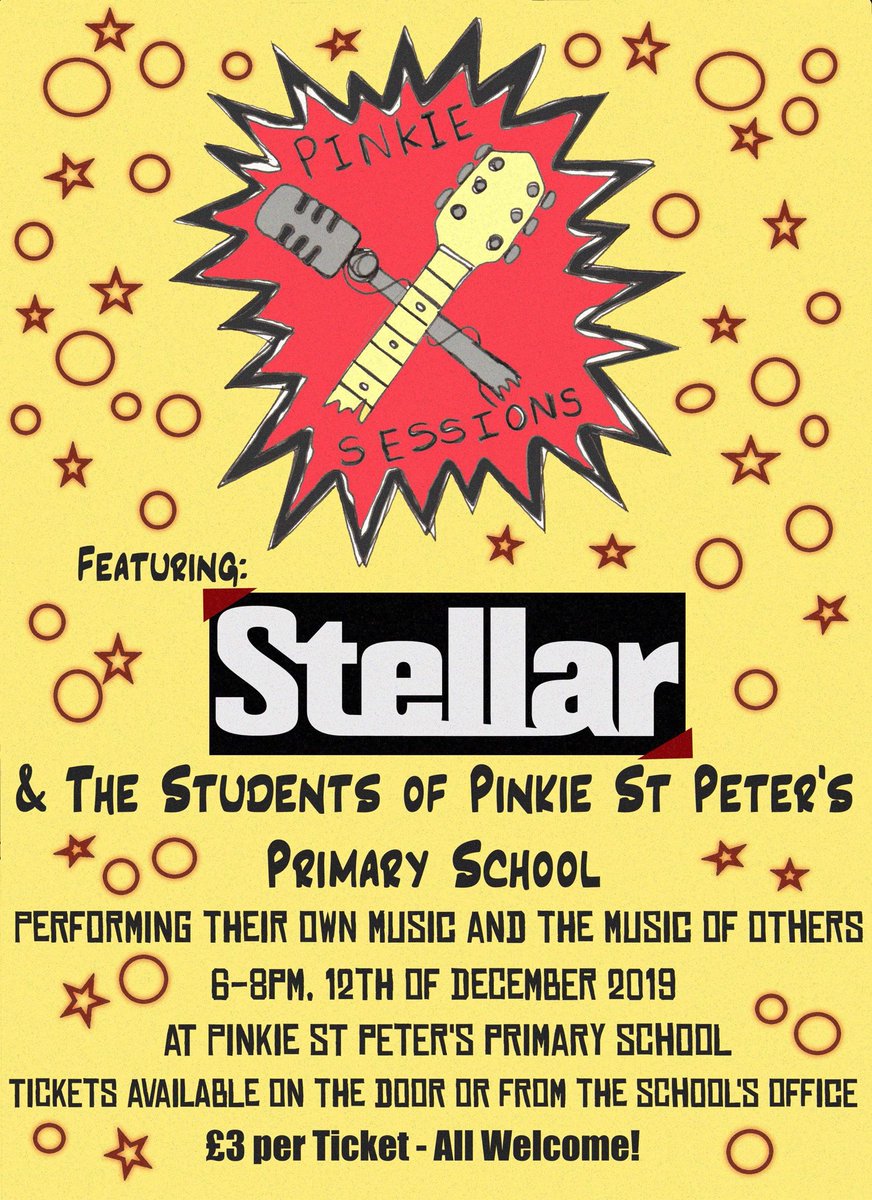 This Thursday we are playing a gig in in our hometown of Musselburgh in partnership with pinkie St. Peter’s primary school. This is a great opportunity for us to connect with our own community and give something back to our locals. 
6-8pm - Tickets £3