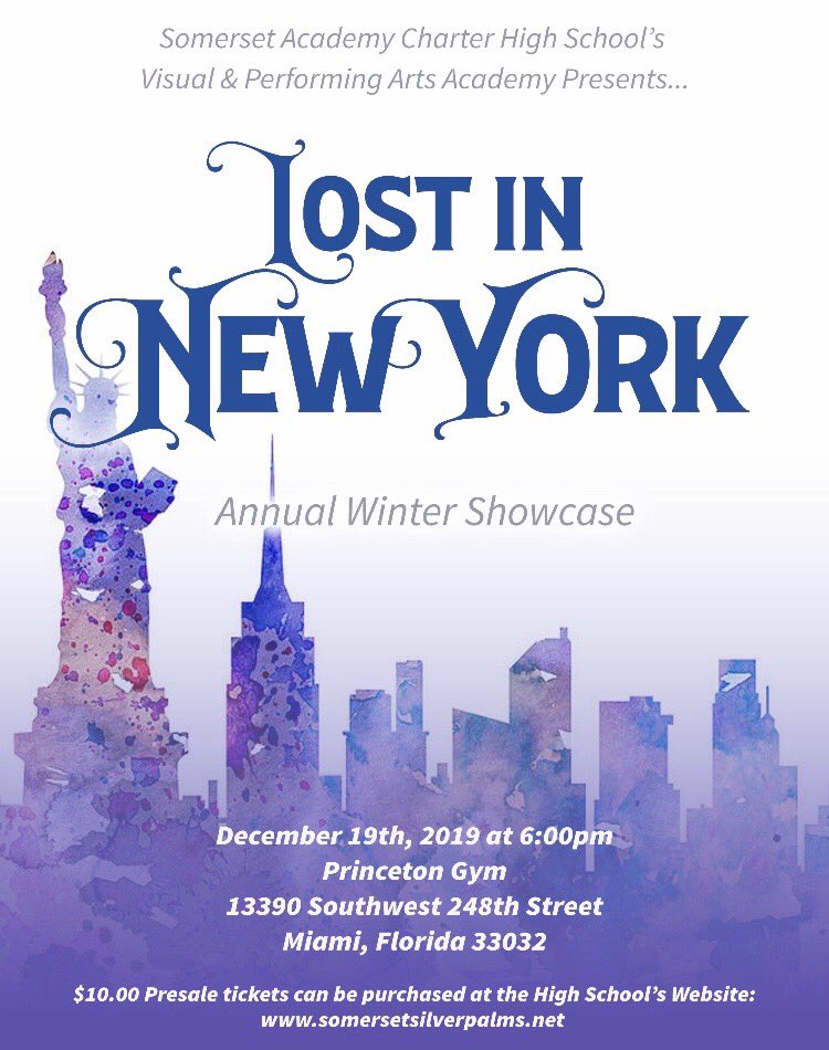 Don’t forget to purchase your tickets for the upcoming high school winter showcase December 19th, 2019 at 6:00pm
