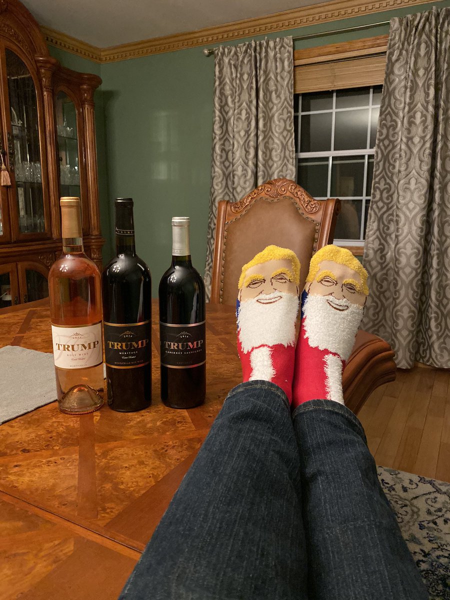 VTMC802's tweet photo. @EricTrump Got some @trumpwinery for some gifts and these @Trollsocks Trump Santa socks! https://t.co/5bO3N7bgUb