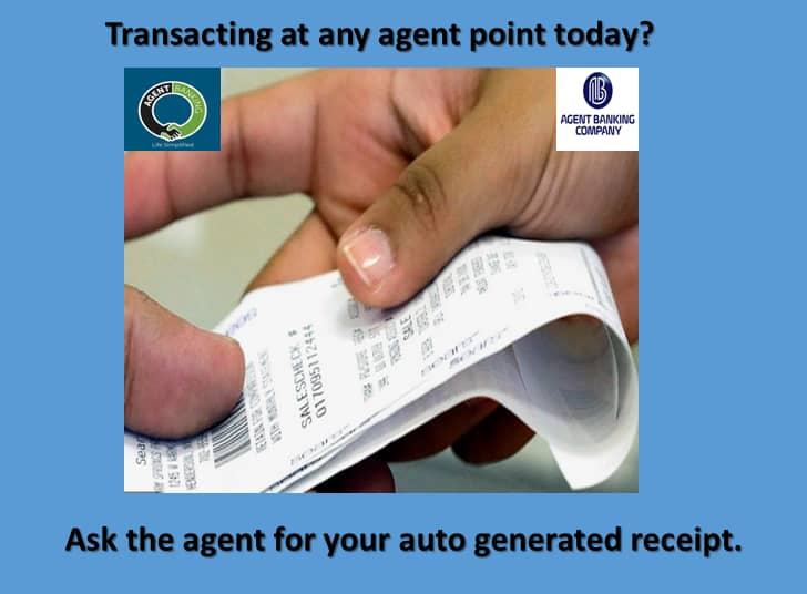 For any transaction at an agent location please ask for an auto generated receipt from the Agent. #AgentBanking #LifeSimplified