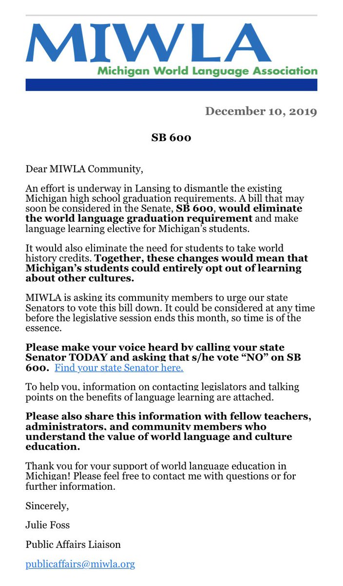 URGENT: Proposed law threatens world language and culture education in Michigan