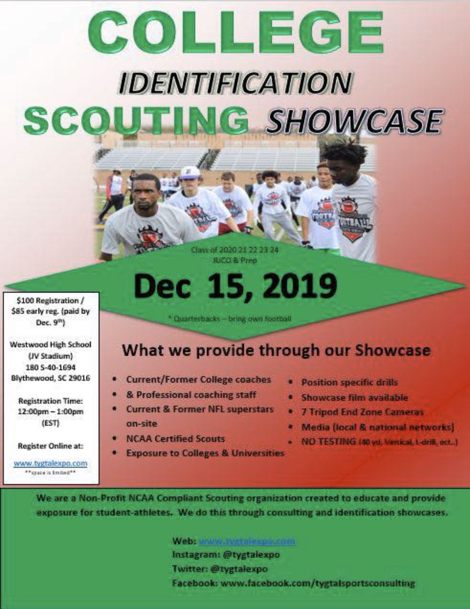 Factz last Dec in Columbia showcase their was over 50 guys get offers interest and got on the map. Will you be one this year.