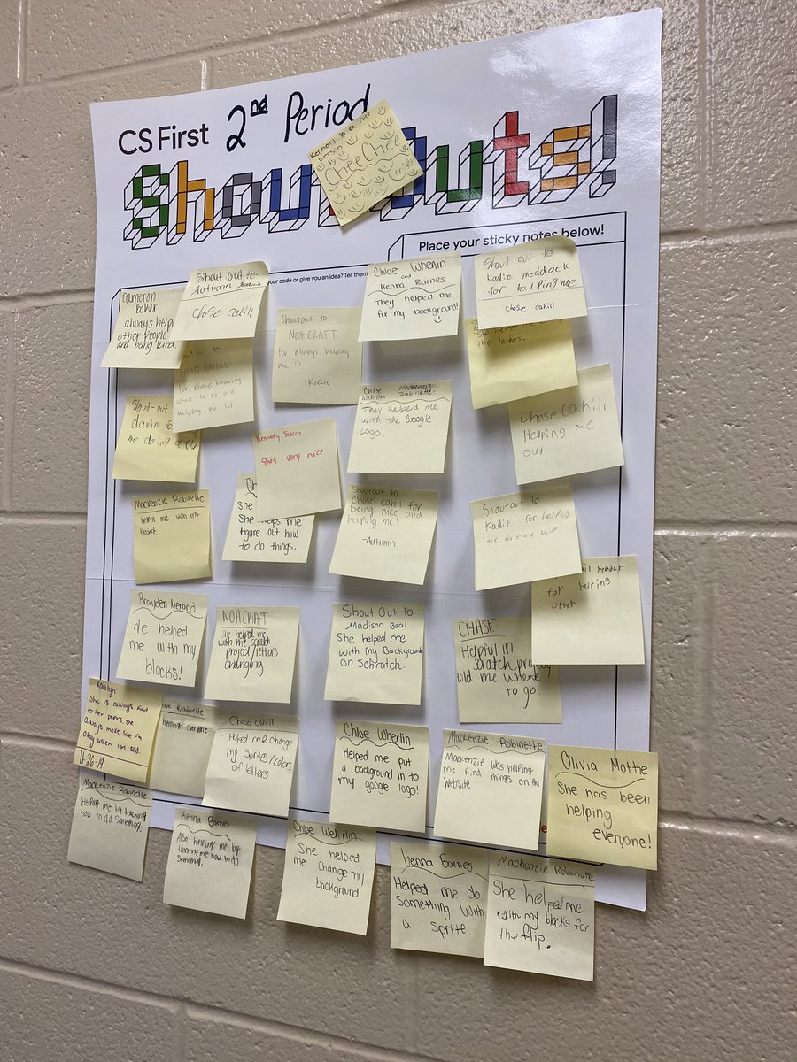 AllisonSwanger's tweet photo. Mr. Hyder @jhyder72 and his classes are providing each other feedback and “shouting out” compliments. #tvwmsgobig @TeaysValleyWest https://t.co/7OezLmPRON
