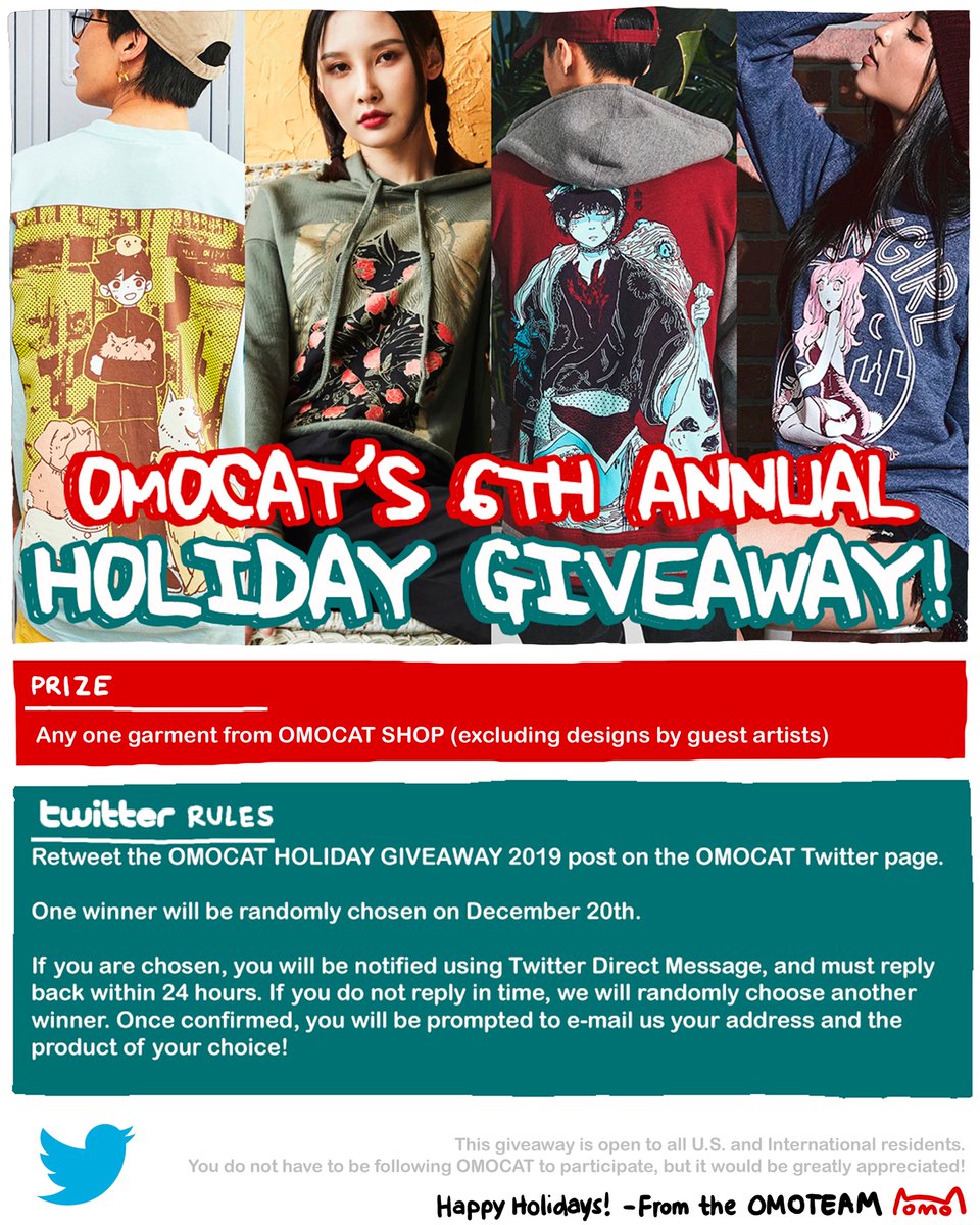 it's the holidays again! that means it's time for… OMOCAT'S 6TH ANNUAL HOLIDAY GIVEAWAY!

check the image for more info~

good luck and happy holidays! 