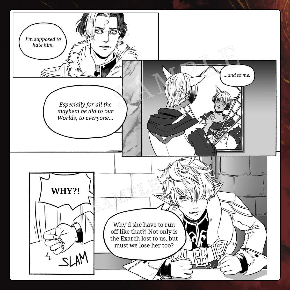 watercrown's tweet photo. DESCENT TO MADNESS; #FF14 Emet-Selch x WoL doujin
B5 / 40 pages
And here's the preview for my Emet/WoL doujin for #ComicFiesta2019 #CF2019 #comicfiesta :D I'll update with my booth number once it comes out, but for now please enjoy these previews!
#EmetSelch #EmetWoL #エメ光 https://t.co/oa86ktWq1l