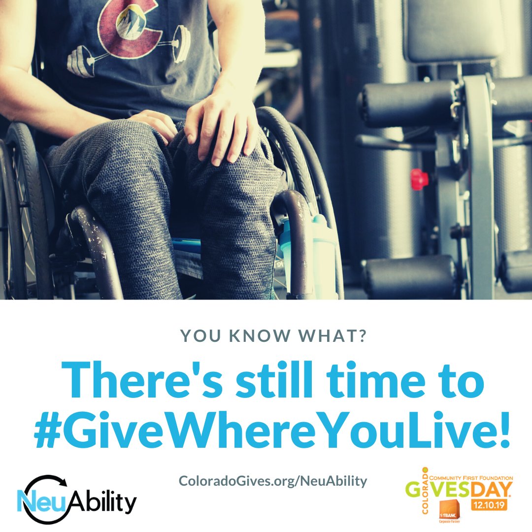 We're down to the last 4 hours of #COGivesDay 2019! Thank you to all of you who have already donated; your generosity is extremely appreciated. If you haven't yet participated, we would be thrilled to have your support in these last hours.  ColoradoGives.org/neuability
