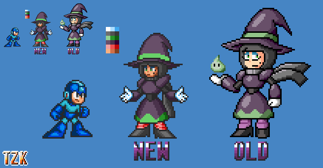TorchicZk's tweet photo. More sprites 

Shroom woman of @splishgal
And witch woman of my bf @MidoriHK 

#Megaman #Rockman #pixelart #Robot_Master https://t.co/3OIYgTwjaj