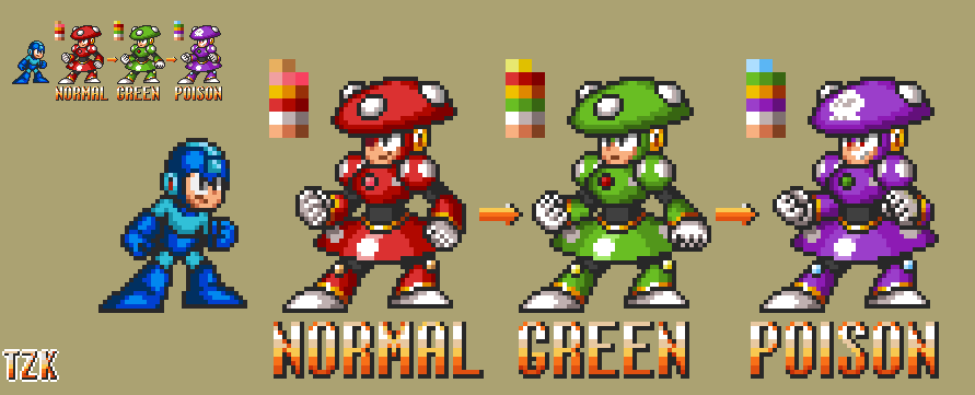 TorchicZk's tweet photo. More sprites 

Shroom woman of @splishgal
And witch woman of my bf @MidoriHK 

#Megaman #Rockman #pixelart #Robot_Master https://t.co/3OIYgTwjaj