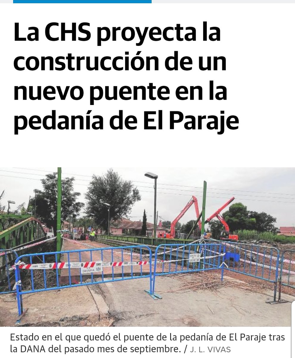 blasrp1's tweet photo. Ayer se anunció en prensa q CHS está valorando la construcción d un nuevo puente en #ElParaje. Tras las gestiones realizadas x @Ayto_Alguazas y @AytMolinaSegura y la reunión con técnicos d CHS, parece q el proyecto d un nuevo puente ha sido tomado en consideración. https://t.co/4VCuewsZ20