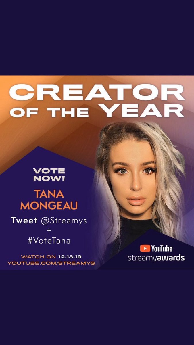 b3ffff's tweet image. Vote tana!! #votetana #streamys @tanamongeau @streamys