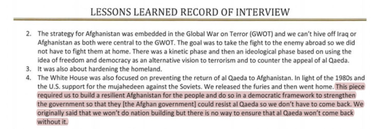 Stephen Hadley says nation building and a "democratic framework" are the only ways to make sure that al-Qaida doesn't come back. 108/n