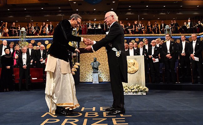 Proud Moment for our Nation 
#AbhijitBanerjee receiving the Nobel Prize.He awarded the 2019 #NobelPrize in #EconomicSciences